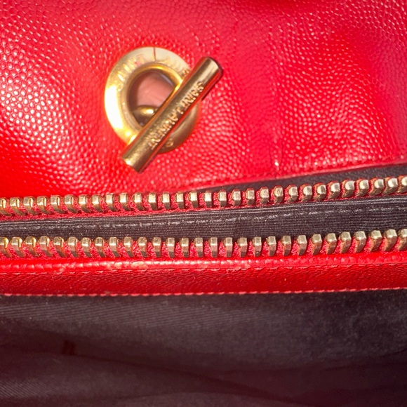 Saint Laurent Large Red “Cassandre” Tote  & Matching Wallet - Picture 9 of 16